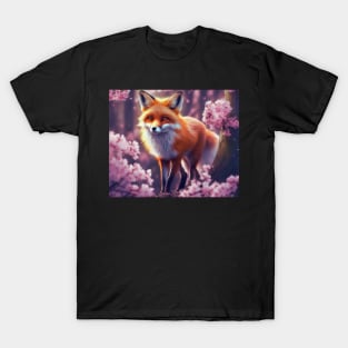 Fox in Sakuras Forest T-Shirt